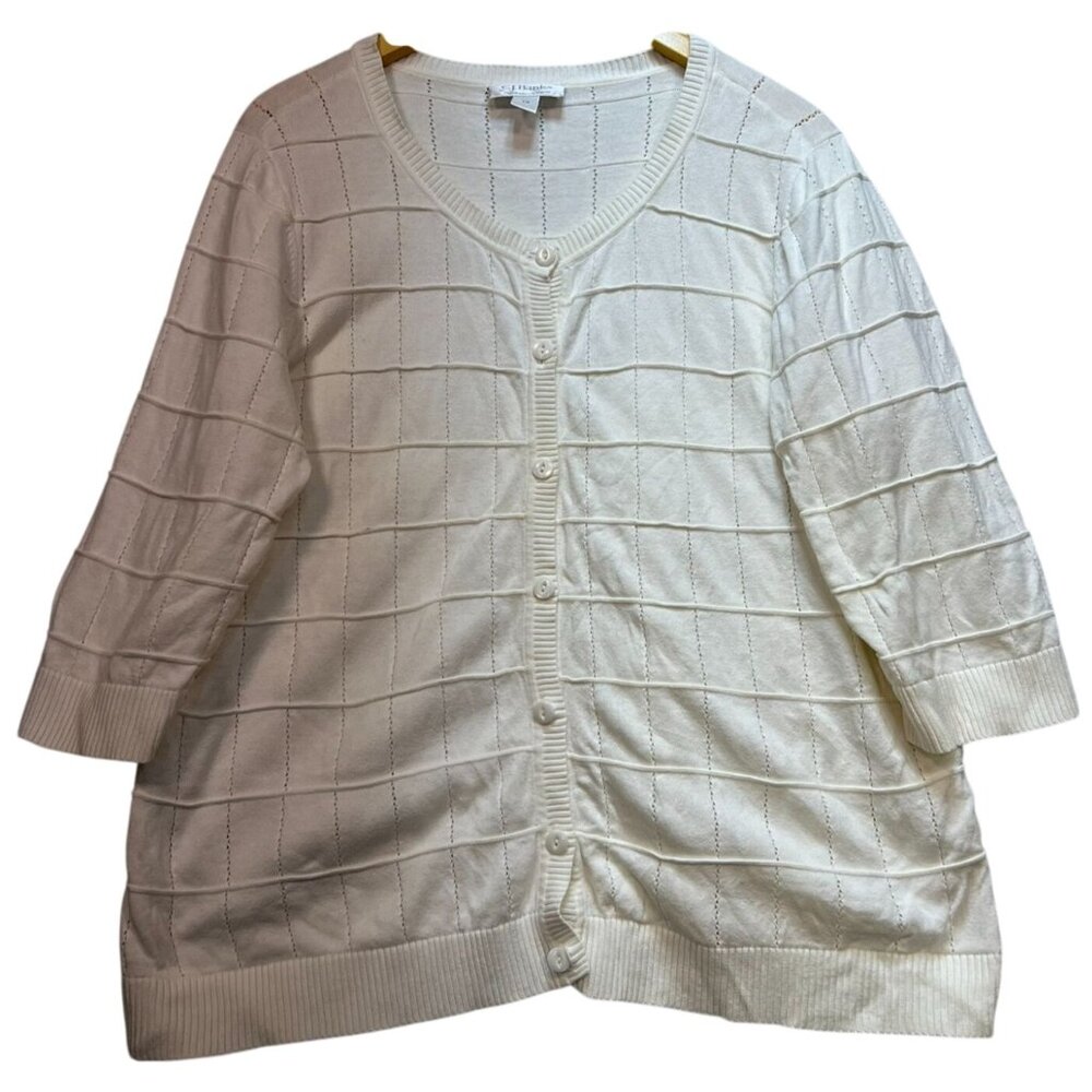 C.J. Banks Women's Button Up Cardigan Sweater Long Sleeve Size 1X Cream